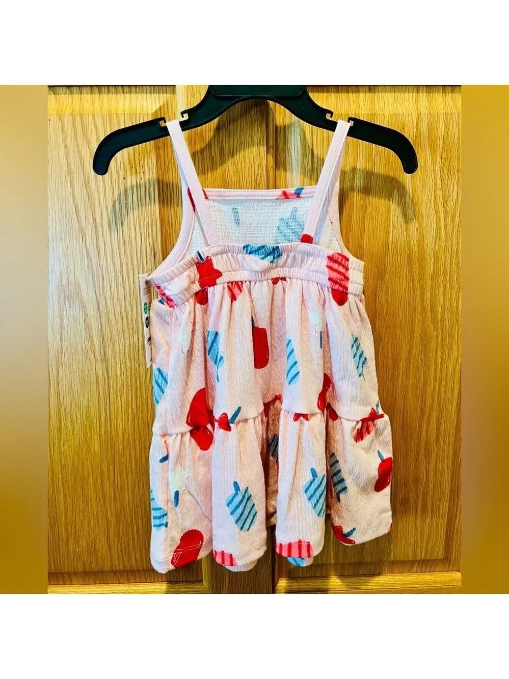 NWT Carter's Patriotic Pink Dress with Red and Blue Popsicle Print Size 12m